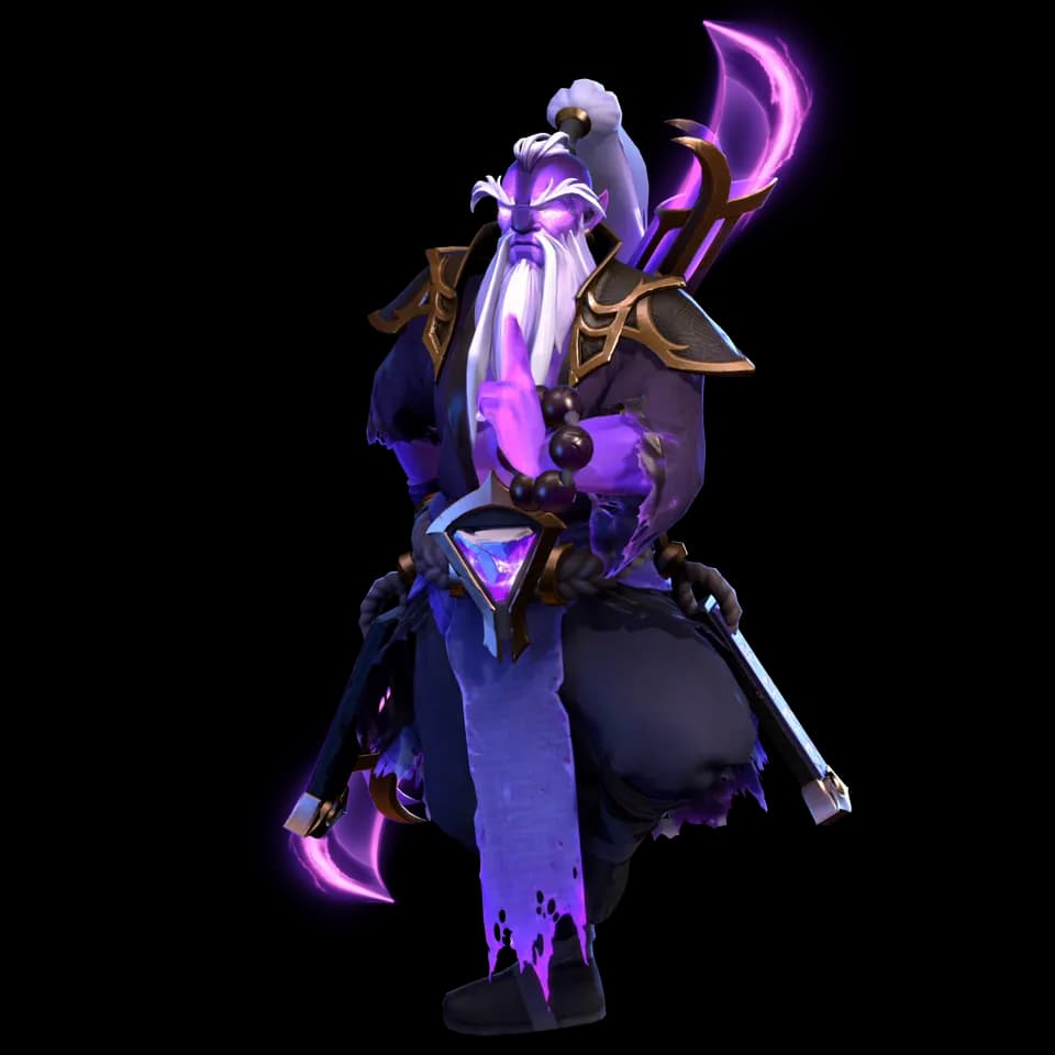 Void Spirit, herói do Dota 2, em pose de batalha
